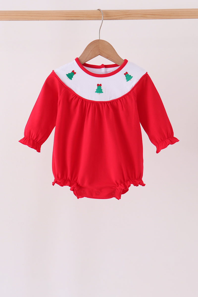 Red christmas tree embroidery bubble - Aaria Tees