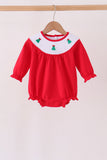 Red christmas tree embroidery bubble - Aaria Tees Aaria Tees