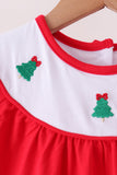 Red christmas tree embroidery ruffle pants set - Aaria Tees Aaria Tees