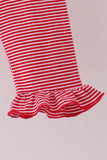 Red christmas tree embroidery ruffle pants set - Aaria Tees Aaria Tees