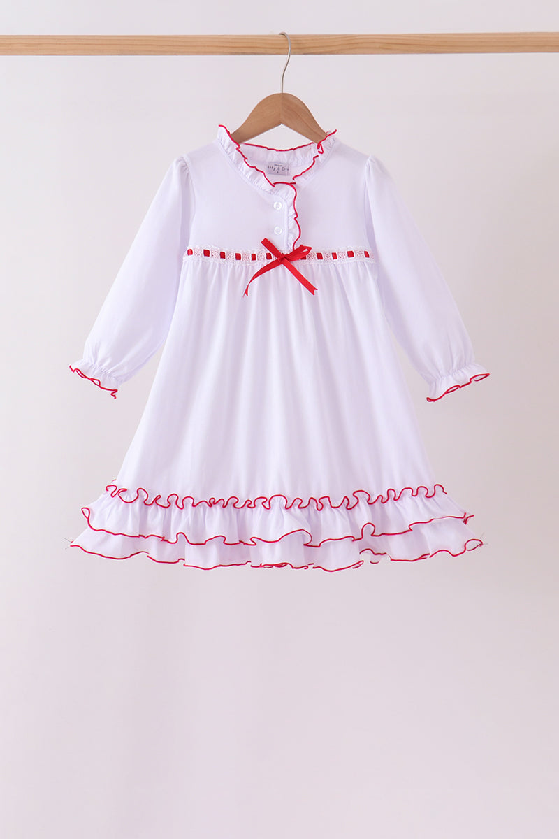 White bow ruffle dress - Aaria Tees