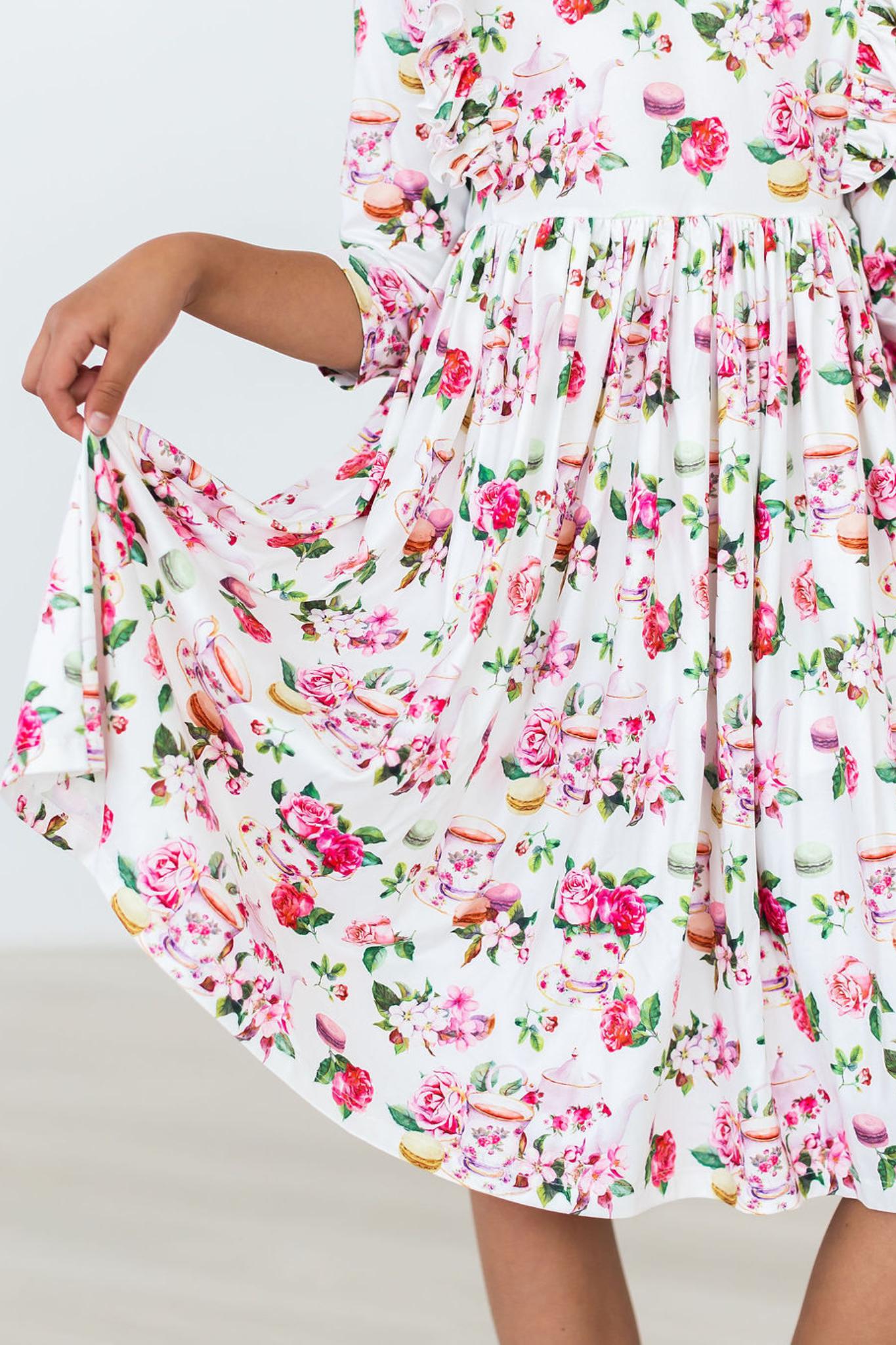SALE Macarons & Tea Ruffle Twirl Dress - Aaria Tees Aaria Tees