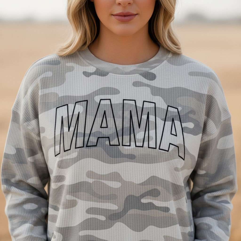 Mama Outline Grey (Front) - Aaria Tees Aaria Tees
