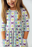Mardi Gras 3/4 Sleeve Pocket Twirl Dress - Aaria Tees Aaria Tees