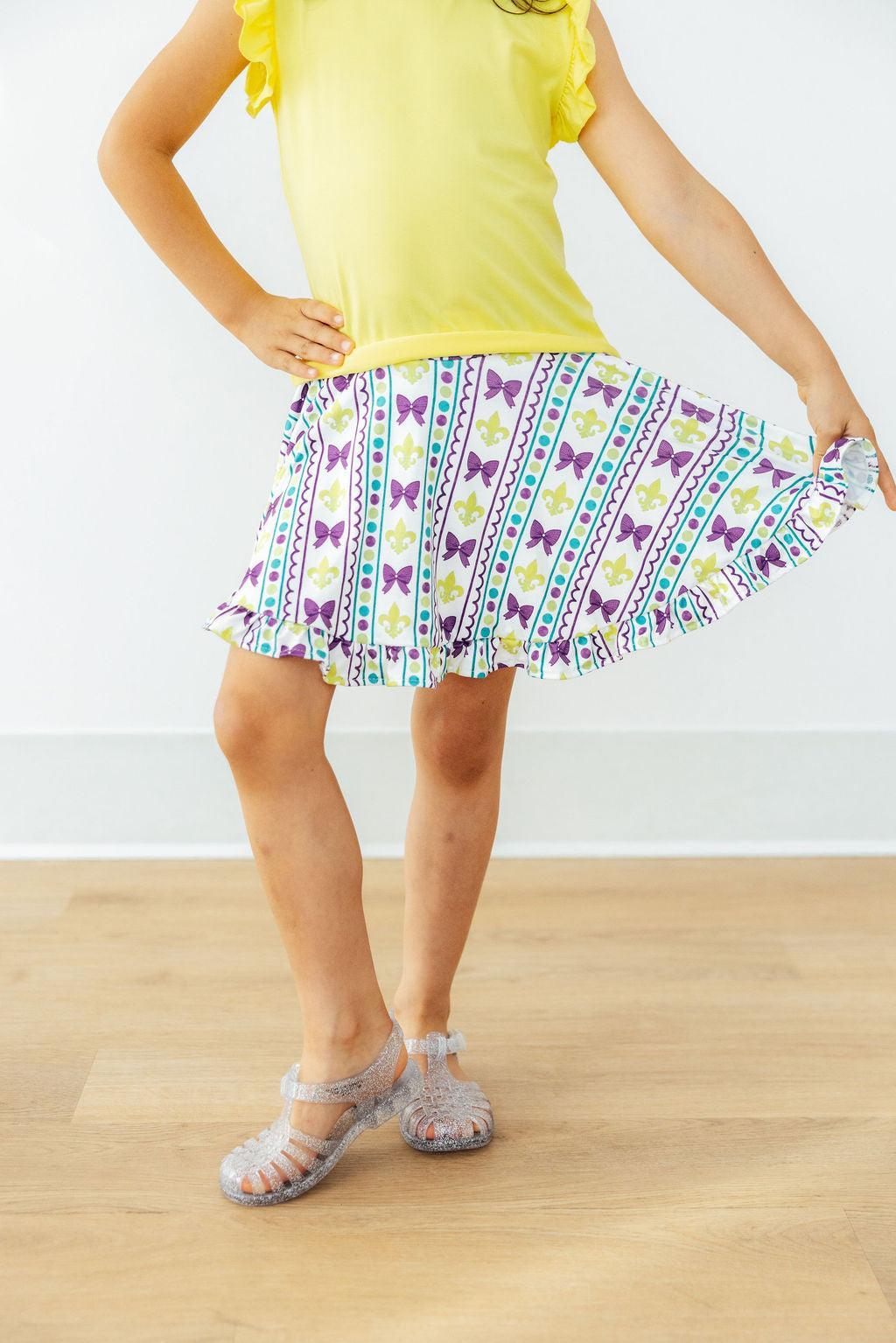 Mardi Gras Ruffle Twirl Skort - Aaria Tees Aaria Tees