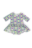 Mardi Gras 3/4 Sleeve Twirl Bodysuit - Aaria Tees Aaria Tees