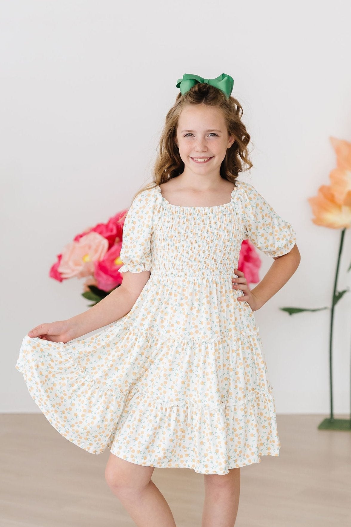 Marvelous Marigolds Smocked Ruffle Dress - Aaria Tees Aaria Tees