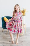 Mauve What's Up Buttercup 3/4 Sleeve Pocket Twirl Dress - Aaria Tees Aaria Tees