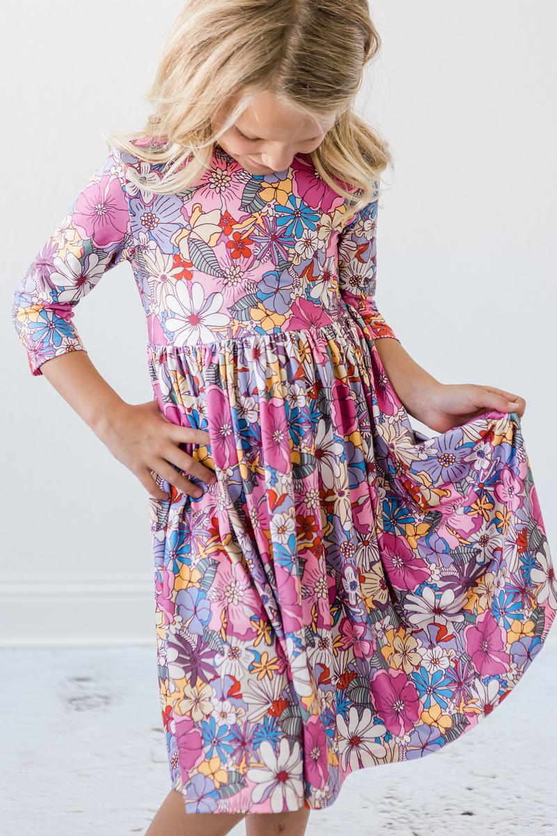 Mauve What's Up Buttercup 3/4 Sleeve Pocket Twirl Dress - Aaria Tees Aaria Tees