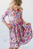 Mauve What's Up Buttercup 3/4 Sleeve Pocket Twirl Dress - Aaria Tees Aaria Tees