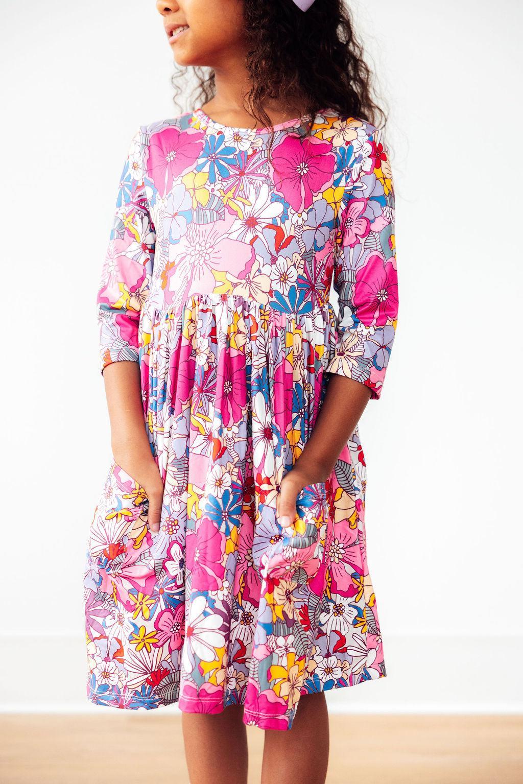 Mauve What's Up Buttercup 3/4 Sleeve Pocket Twirl Dress - Aaria Tees Aaria Tees