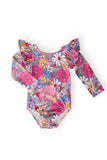 Mauve What's Up Buttercup L/S Flutter Sleeve Leotard - Aaria Tees Aaria Tees