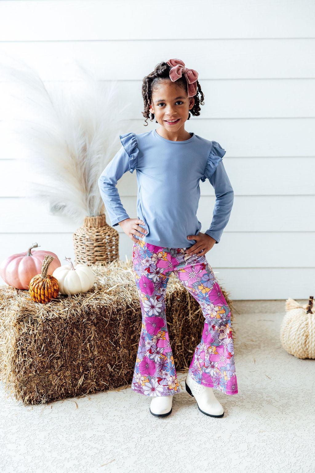 Mauve What's Up Buttercup Ribbed Velvet Bells - Aaria Tees
