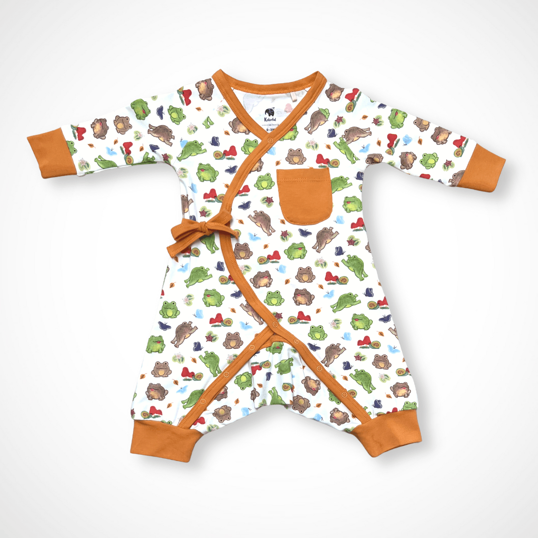 Frog Kimono Long Sleeve Romper | Organic Pima Cotton - Aaria Tees