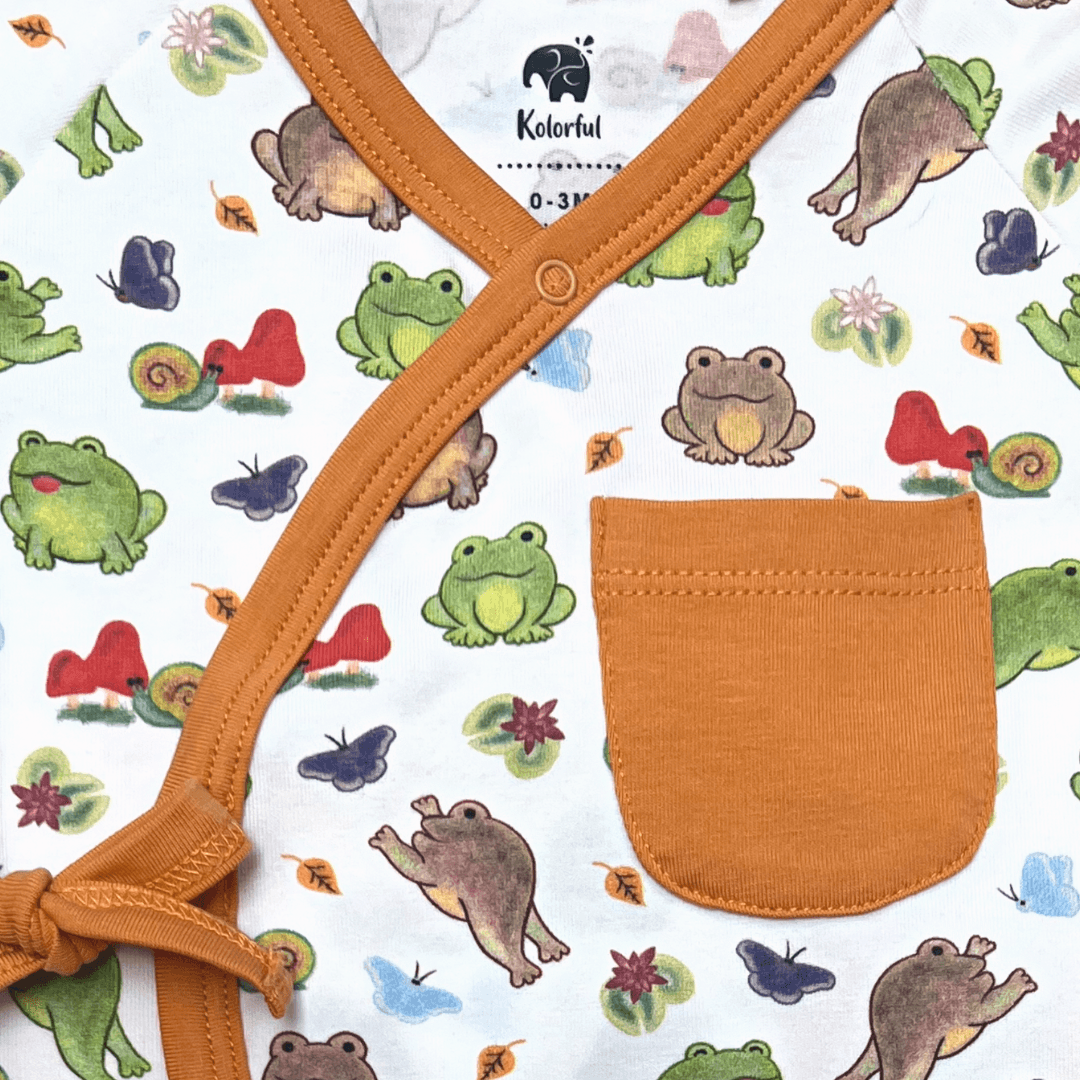 Frog Kimono Long Sleeve Romper | Organic Pima Cotton - Aaria Tees Aaria Tees