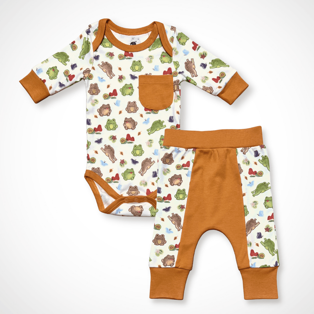 Frog Long Sleeve Bodysuit and Pant | Organic Pima Cotton - Aaria Tees Aaria Tees