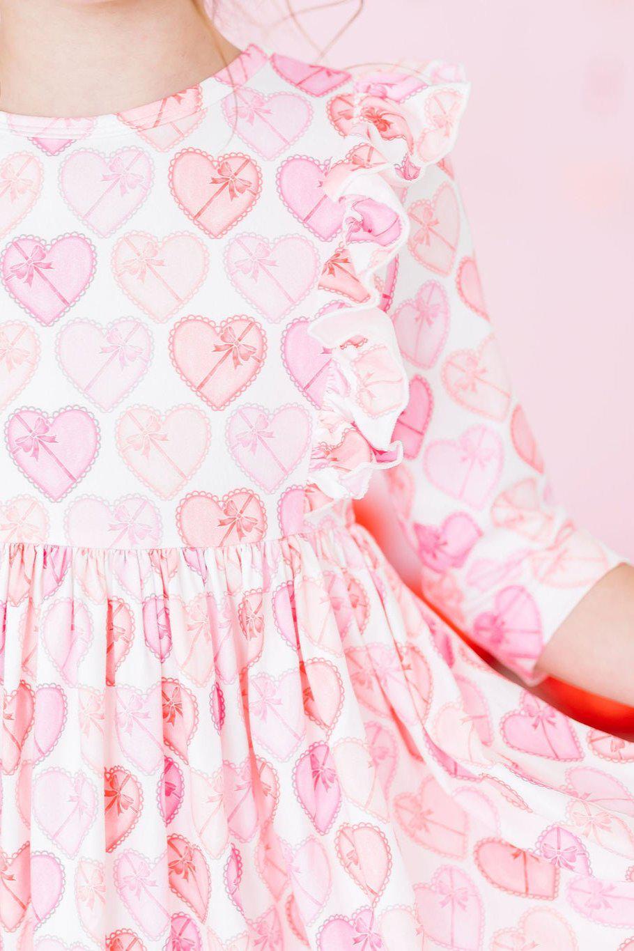 Melt My Heart 3/4 Sleeve Ruffle Twirl Dress - Aaria Tees Aaria Tees