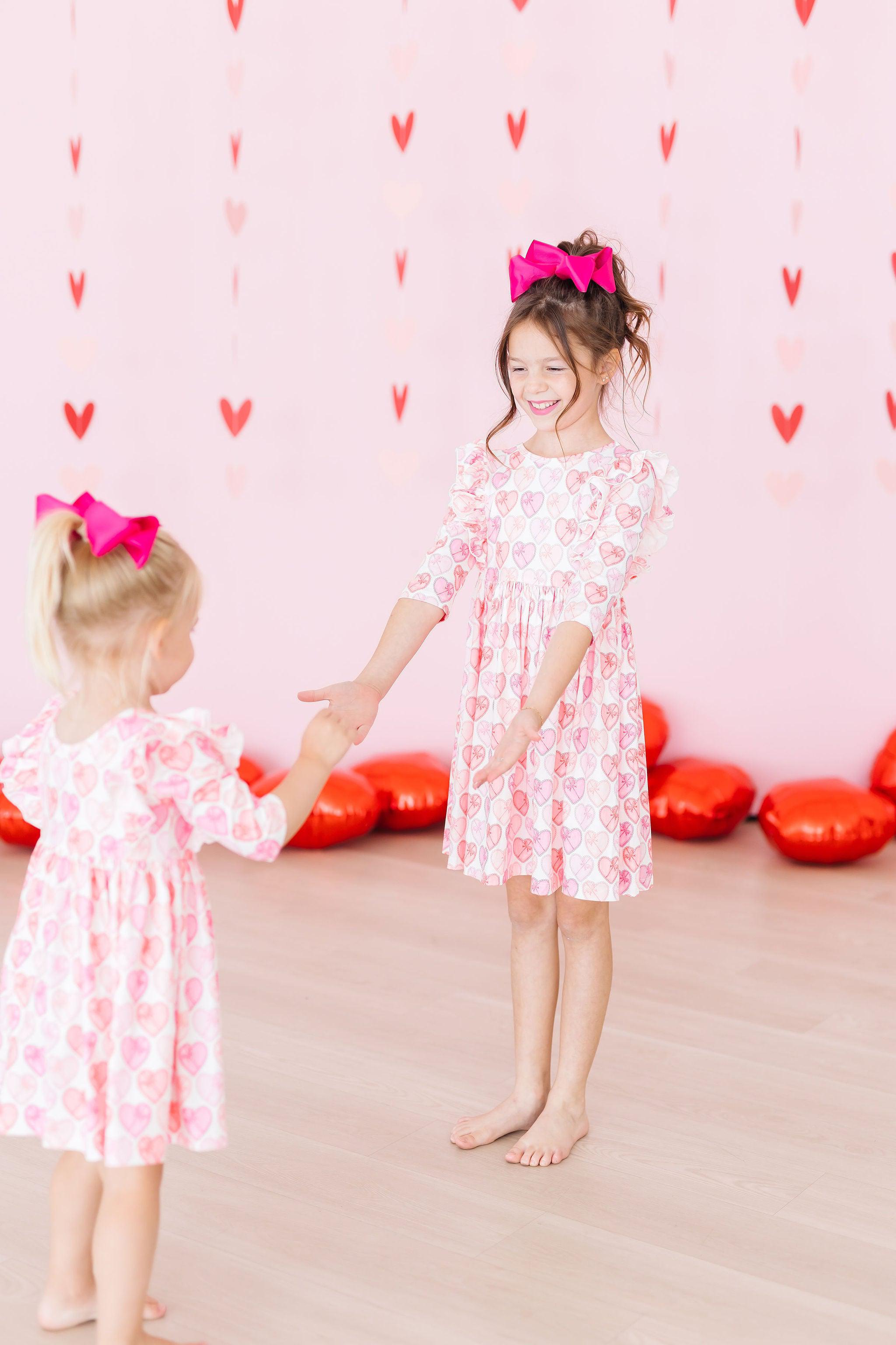 Melt My Heart 3/4 Sleeve Ruffle Twirl Dress - Aaria Tees Aaria Tees