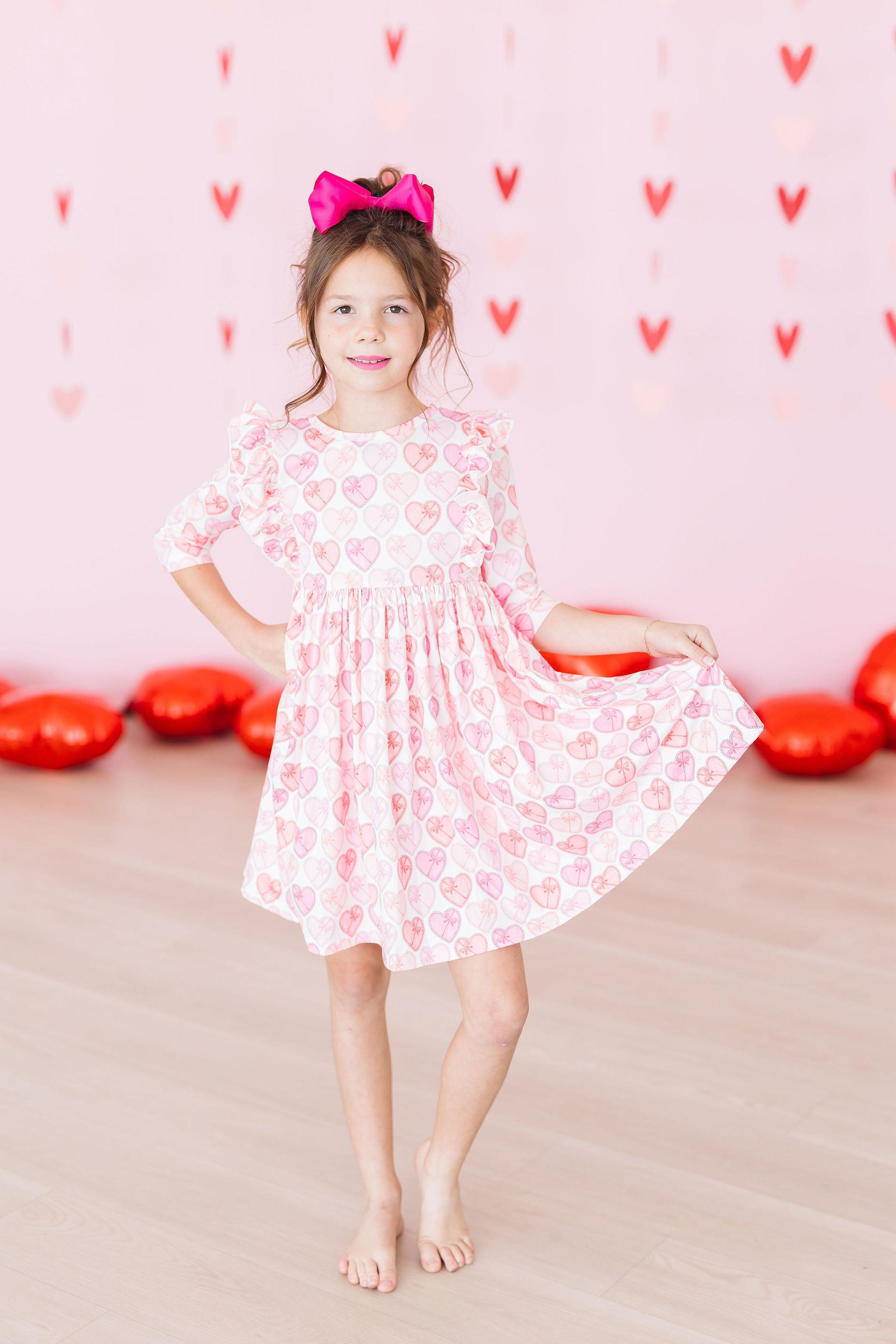 Melt My Heart 3/4 Sleeve Ruffle Twirl Dress - Aaria Tees Aaria Tees