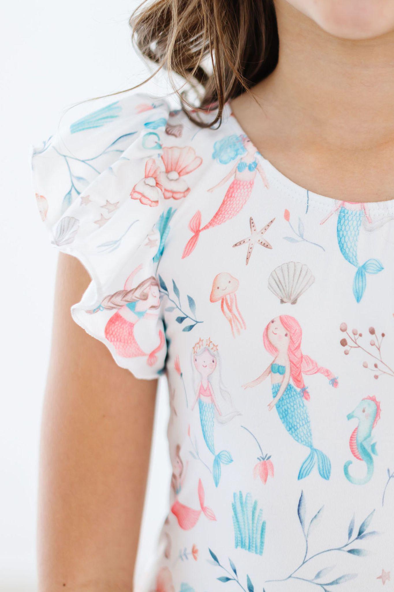 Mermaid Friends S/S Flutter Sleeve Leotard - Aaria Tees Aaria Tees