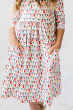 Merry & Bright 3/4 Sleeve Pocket Twirl Dress - Aaria Tees Aaria Tees