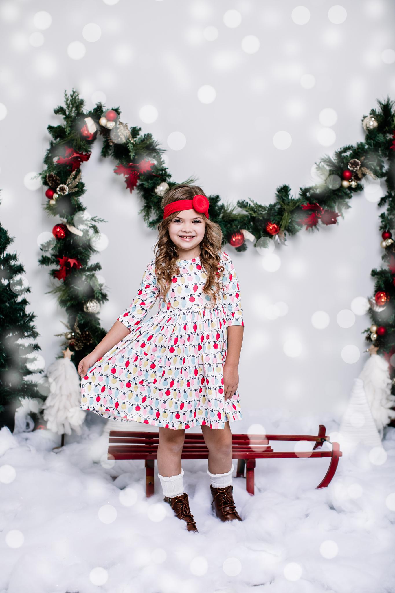 Merry & Bright 3/4 Sleeve Pocket Twirl Dress - Aaria Tees Aaria Tees
