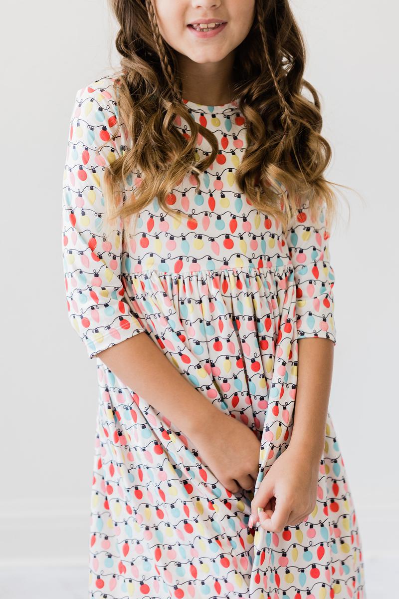 Merry & Bright 3/4 Sleeve Pocket Twirl Dress - Aaria Tees Aaria Tees