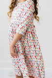 Merry & Bright 3/4 Sleeve Pocket Twirl Dress - Aaria Tees Aaria Tees
