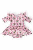 Merry Mistletoe 3/4 Sleeve Twirl Flutter Bodysuit - Aaria Tees Aaria Tees