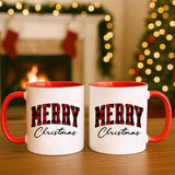 Merry Christmas Matching Coffee Mug - Buffalo Plaid Cup - Aaria Tees Aaria Tees