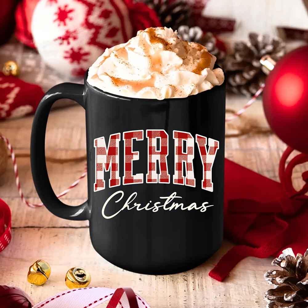 Merry Christmas Matching Coffee Mug - Buffalo Plaid Cup - Aaria Tees Aaria Tees