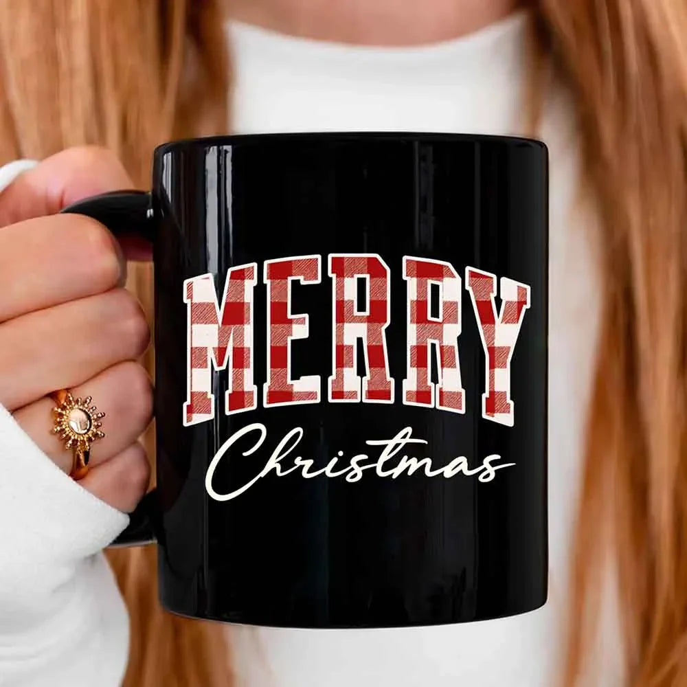 Merry Christmas Matching Coffee Mug - Buffalo Plaid Cup - Aaria Tees Aaria Tees
