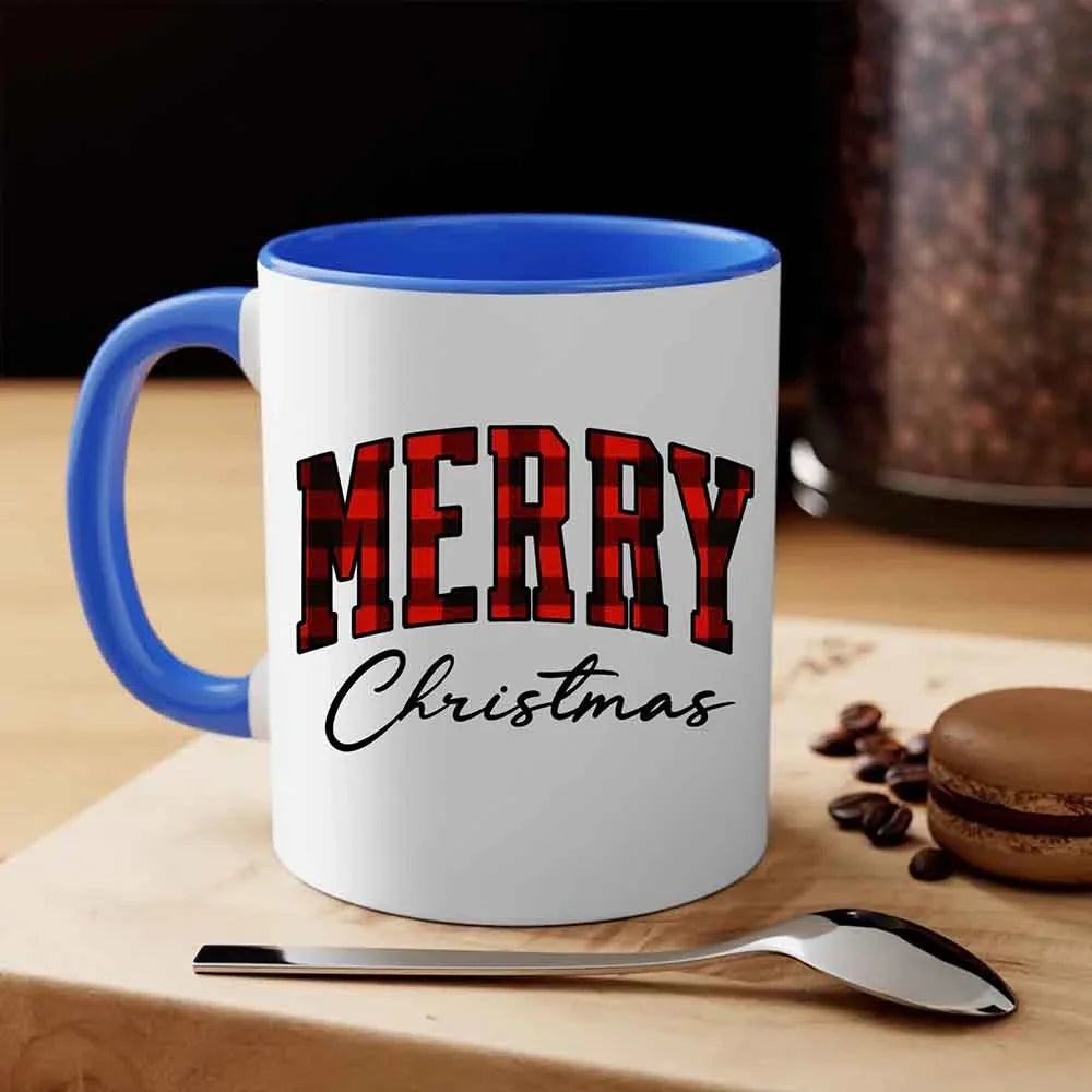 Merry Christmas Matching Coffee Mug - Buffalo Plaid Cup - Aaria Tees Aaria Tees
