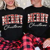 Merry Christmas Sweatshirt - Buffalo Plaid Crewneck - Aaria Tees Aaria Tees