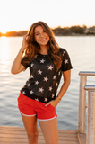 Mesh Short-Sleeve Top, Navy - Aaria Tees Aaria Tees