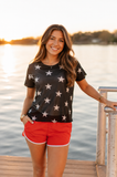 Mesh Short-Sleeve Top, Navy - Aaria Tees Aaria Tees