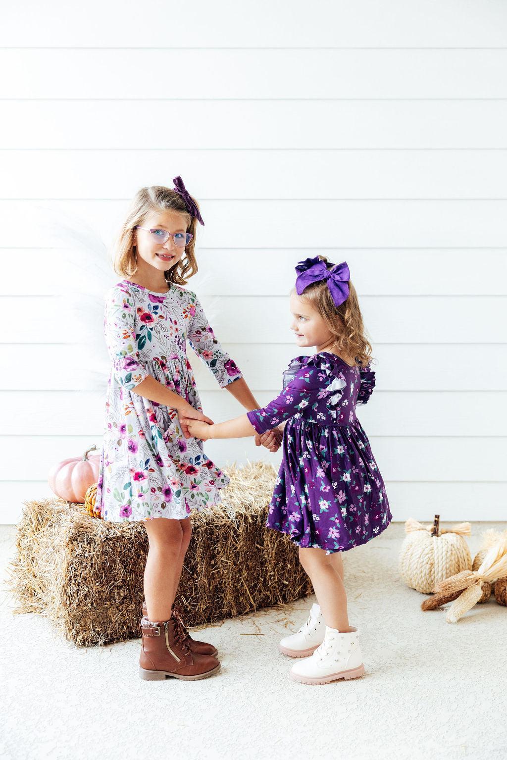 Midnight Rain 3/4 Sleeve Pocket Twirl Dress - Aaria Tees Aaria Tees