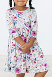 Midnight Rain 3/4 Sleeve Pocket Twirl Dress - Aaria Tees Aaria Tees