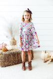Midnight Rain 3/4 Sleeve Pocket Twirl Dress - Aaria Tees Aaria Tees