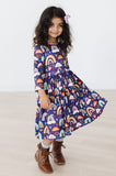 Midnight Rainbow 3/4 Sleeve Pocket Twirl Dress - Aaria Tees Aaria Tees