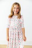 Mila in Paris 3/4 Sleeve Ruffle Twirl Dress - Aaria Tees Aaria Tees
