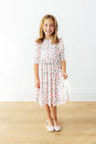 Mila in Paris 3/4 Sleeve Ruffle Twirl Dress - Aaria Tees Aaria Tees