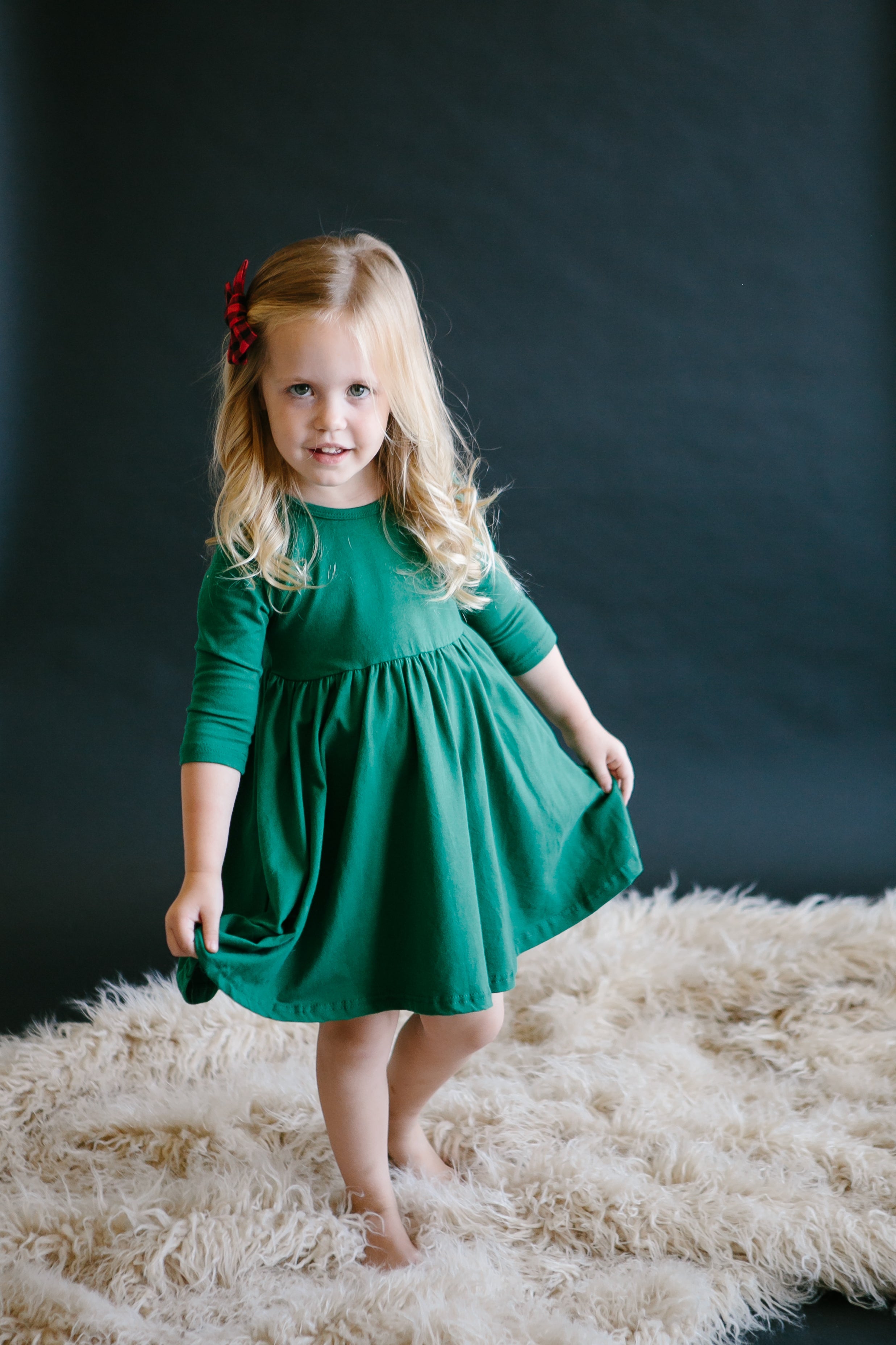 Spruce 3/4 Sleeve Pocket Twirl Dress - Aaria Tees Aaria Tees