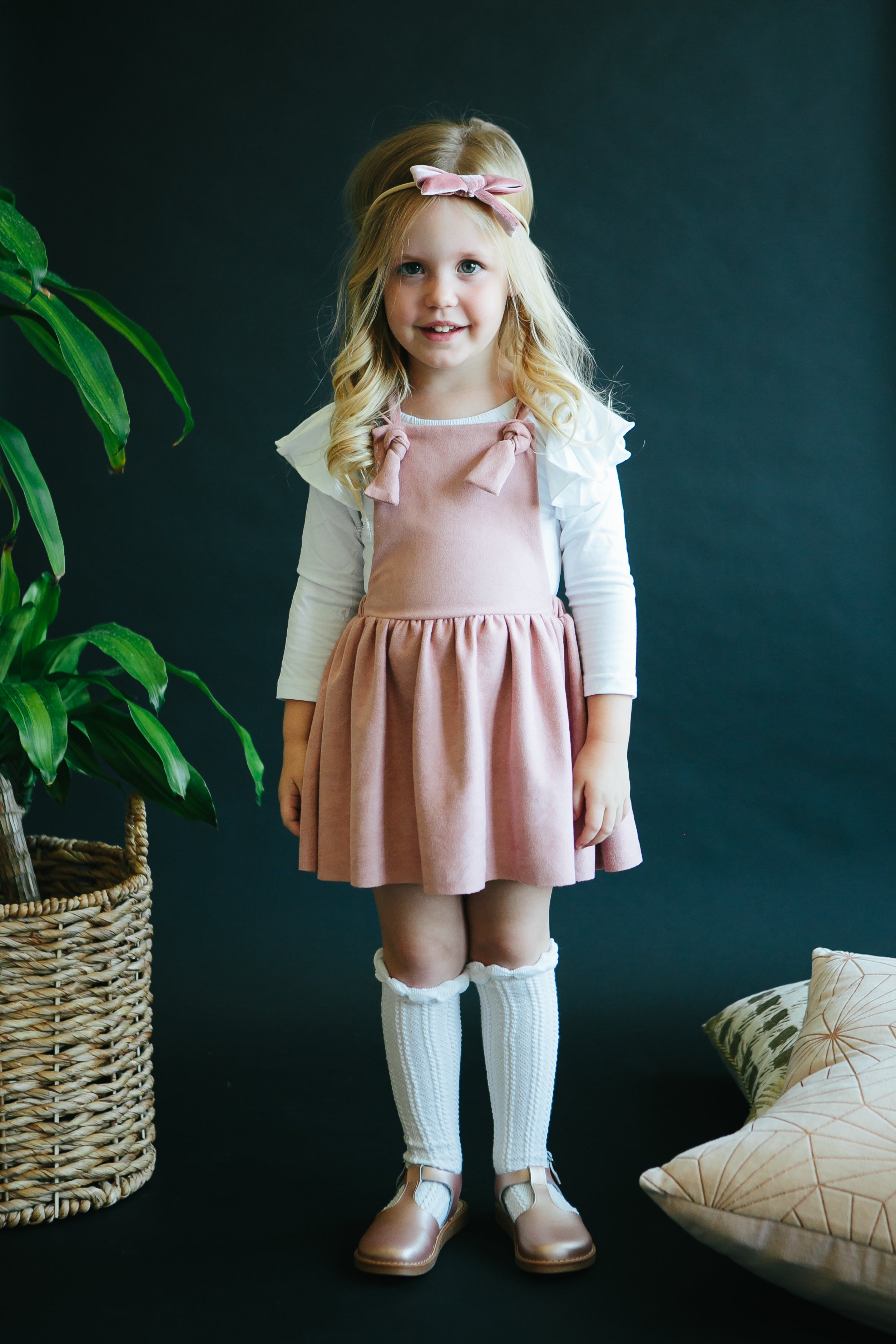 Vintage Pink Faux Suede Pinafore - Aaria Tees Aaria Tees