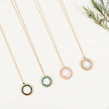 London Blue Quartz Halo Mini Gold Pendant Aaria Tees