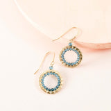 London Blue Quartz Mini Halo Earrings Aaria Tees