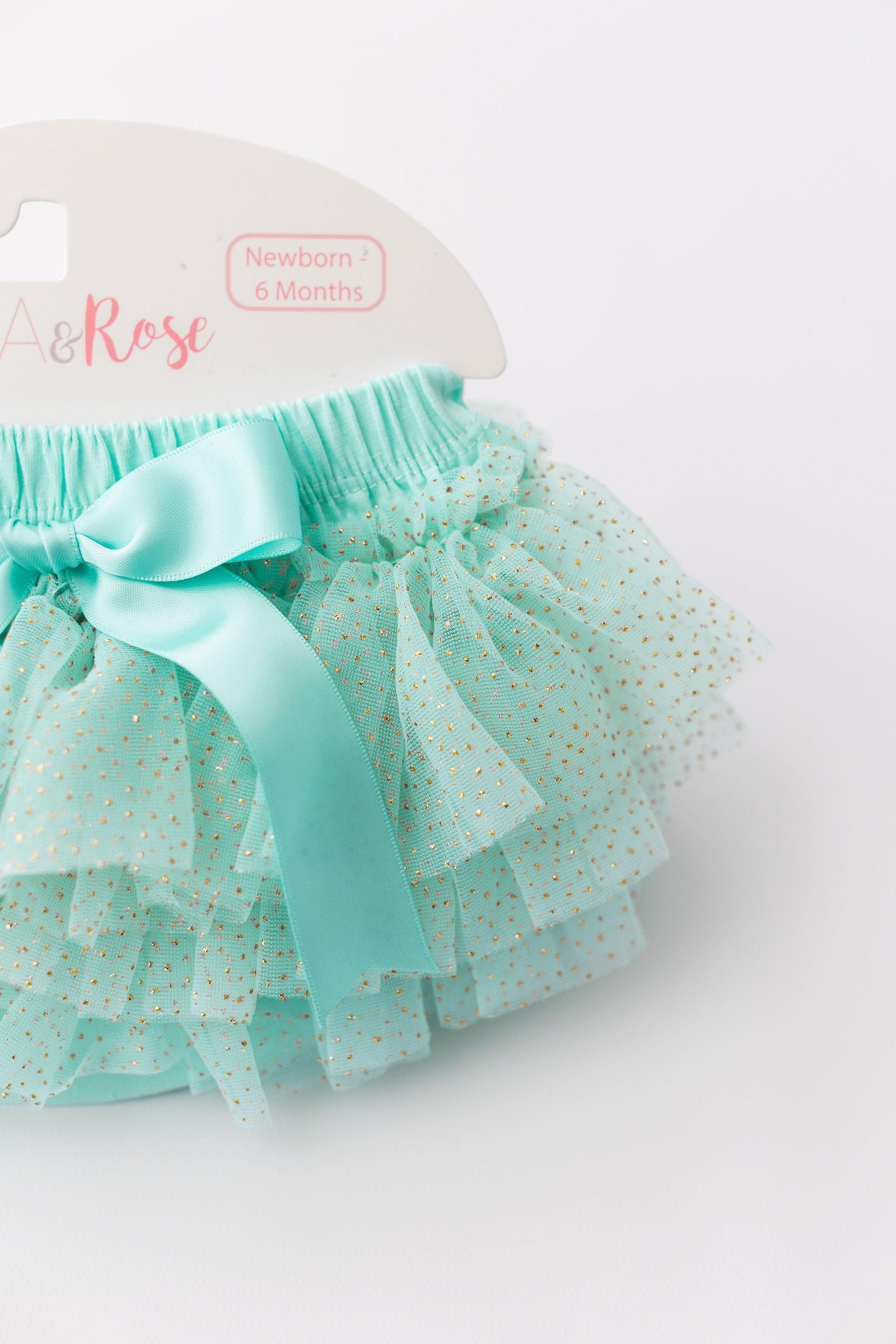 Mint & Gold Glitter Ruffle Tutu Bloomer - Aaria Tees Aaria Tees