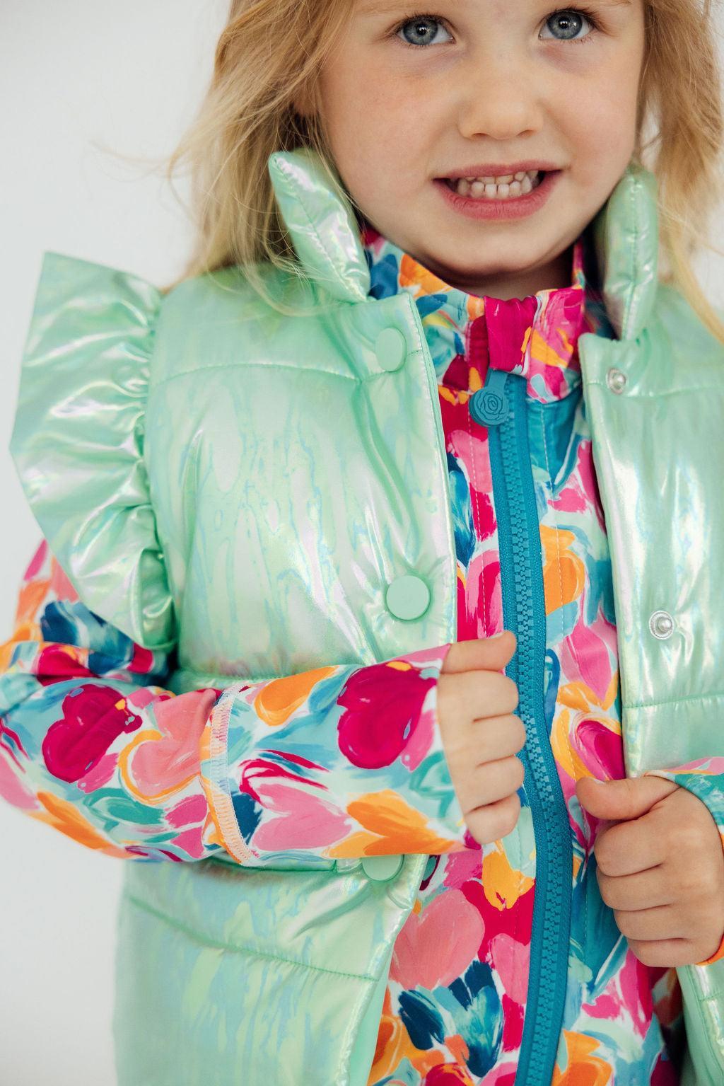 SALE Mint Iridescent Puffer Vest - Aaria Tees Aaria Tees