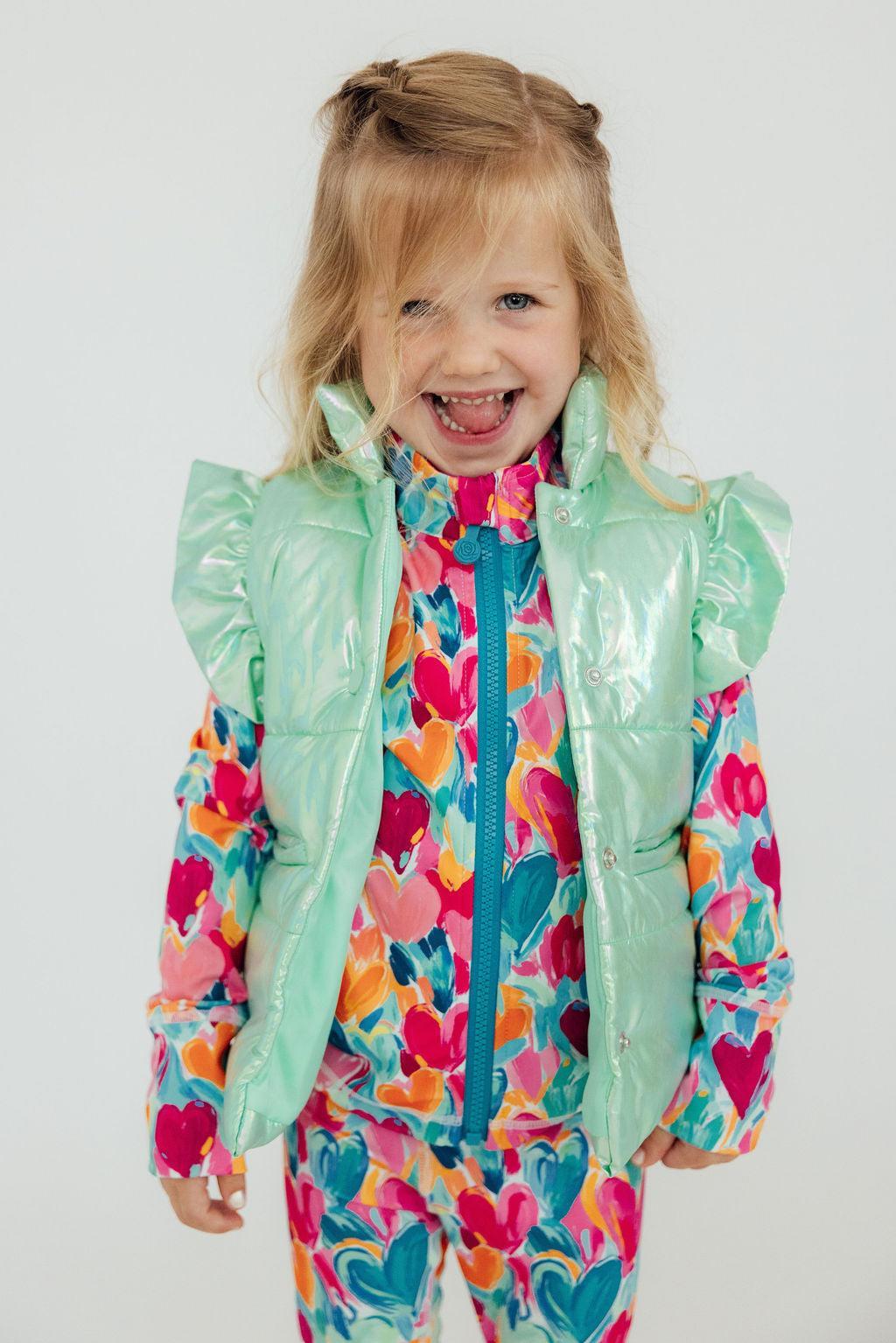 SALE Mint Iridescent Puffer Vest - Aaria Tees Aaria Tees