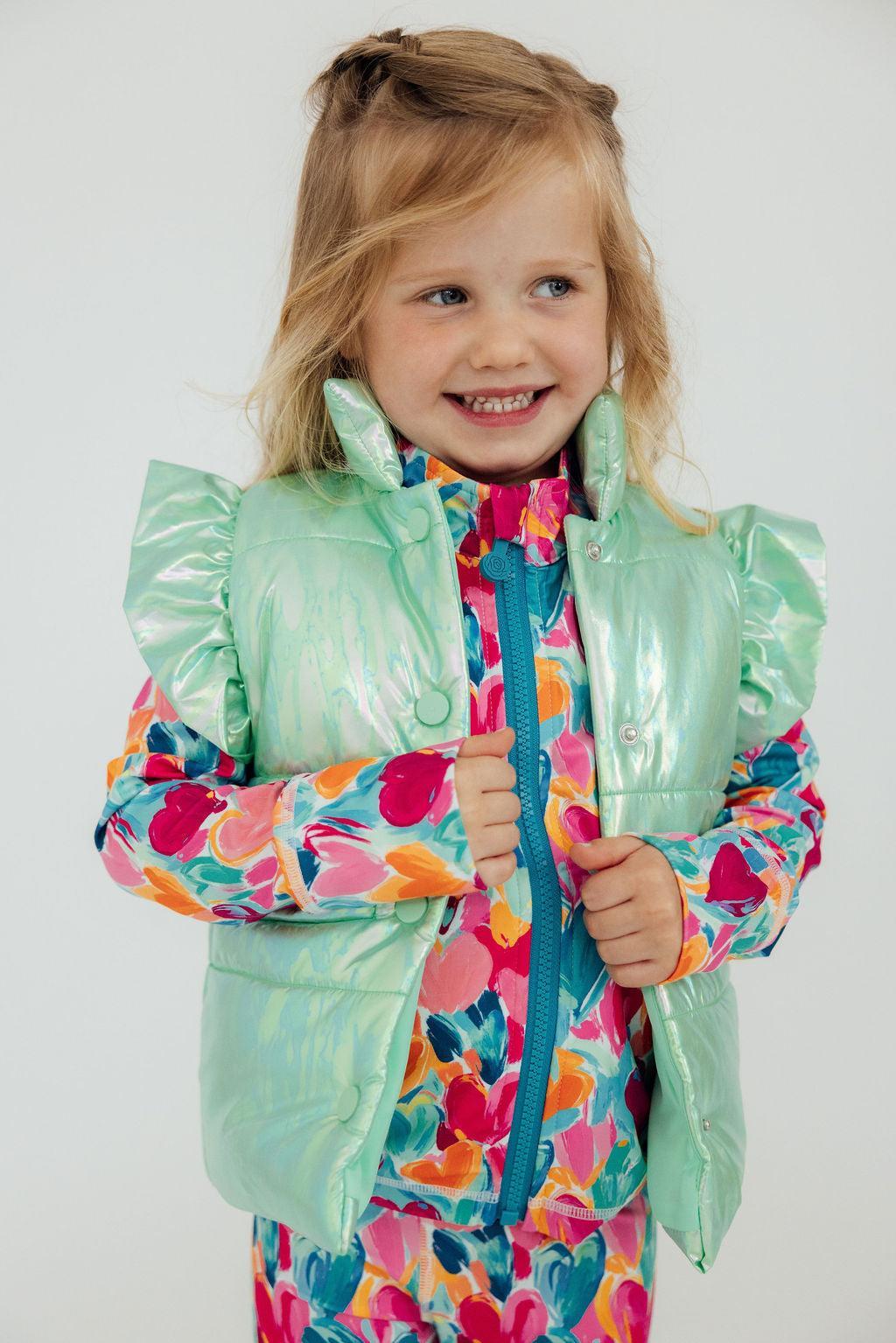 SALE Mint Iridescent Puffer Vest - Aaria Tees Aaria Tees